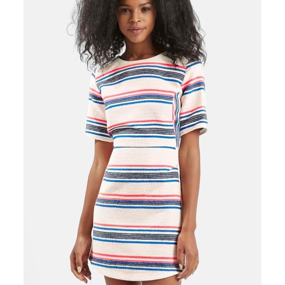 Topshop Stripe Jacquard A-Line Dress - Picture 2 of 5